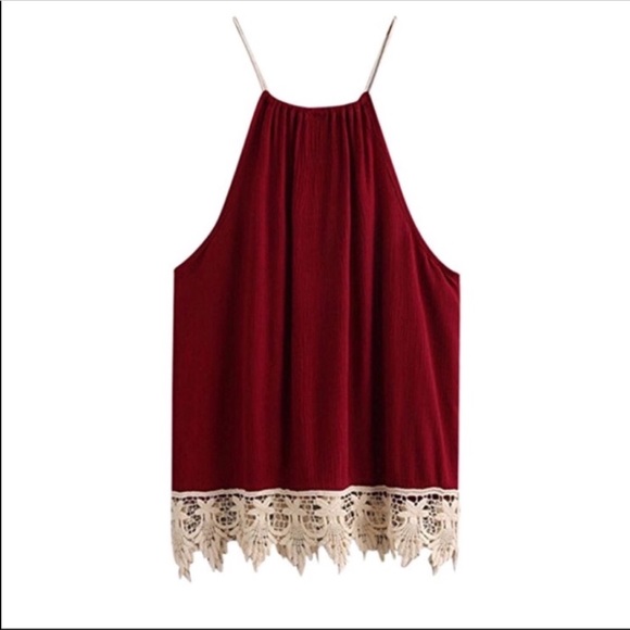 Red Wine Tasseled Tank - Picture 2 of 3